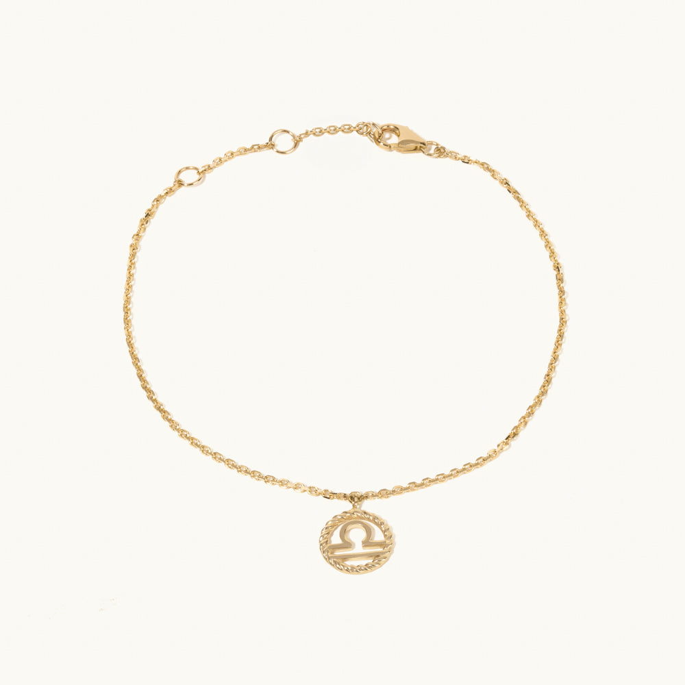 Jewellers District's Gold Zodiac Charm Bracelet: Libra in 14k Yellow Gold