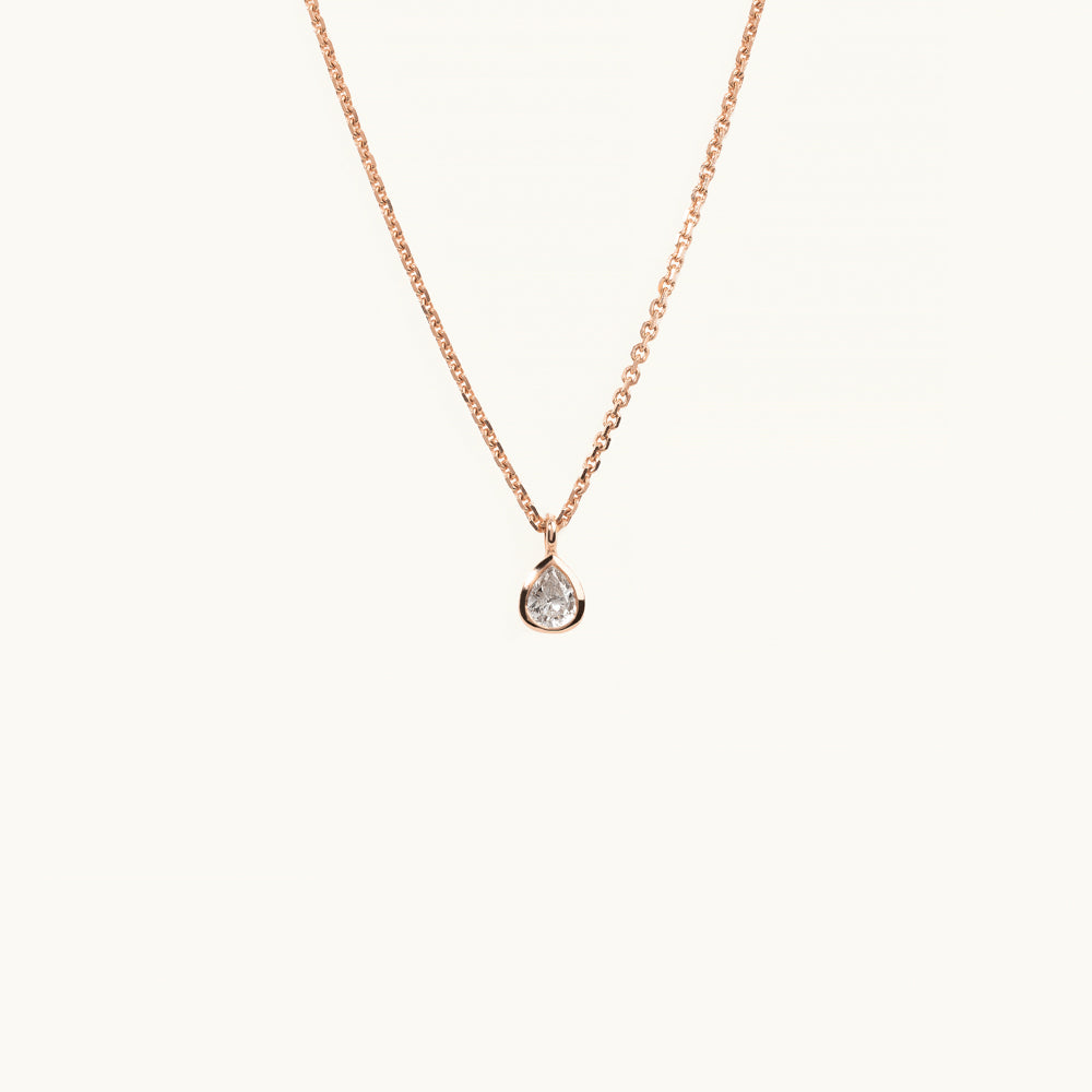 Jewellers District's Pear-Cut Bezel-Set Diamond Pendant Necklace in 10k Rose Gold