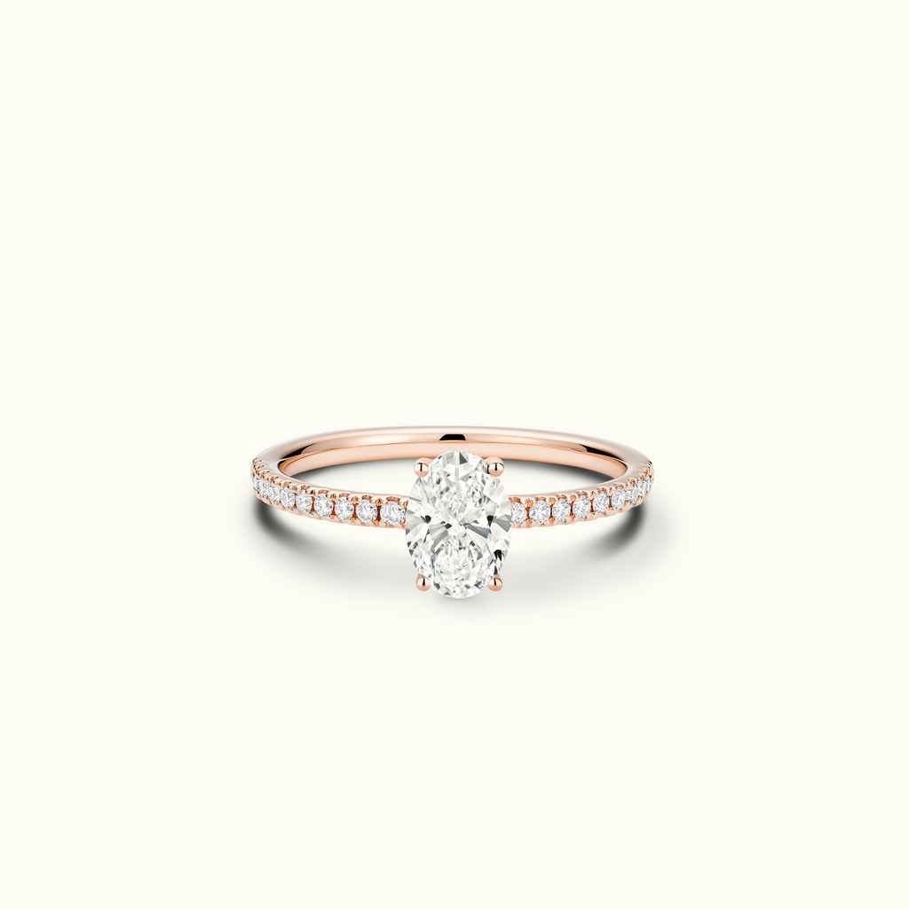 Jewellers District's Diamond Engagement Ring with Signature Knot-Basket in 14k Rose Gold, Oval