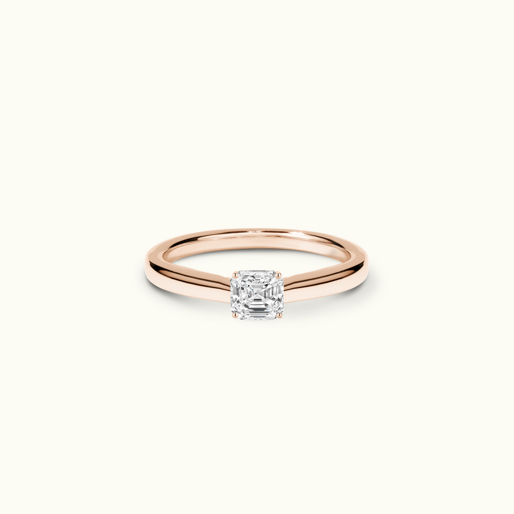 Jewellers District's Diamond Engagement Ring with Diamond Bridge and Cathedral-Setting in 14k Rose Gold, Asscher