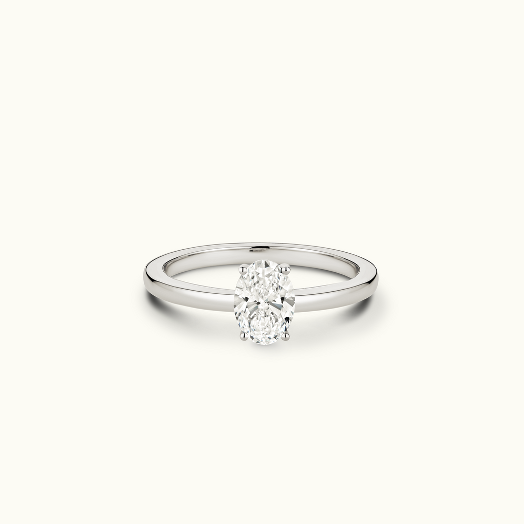 Jewellers District's Diamond Engagement Ring with Signature Knot-Basket and Diamond Prongs in 14k White Gold, Oval