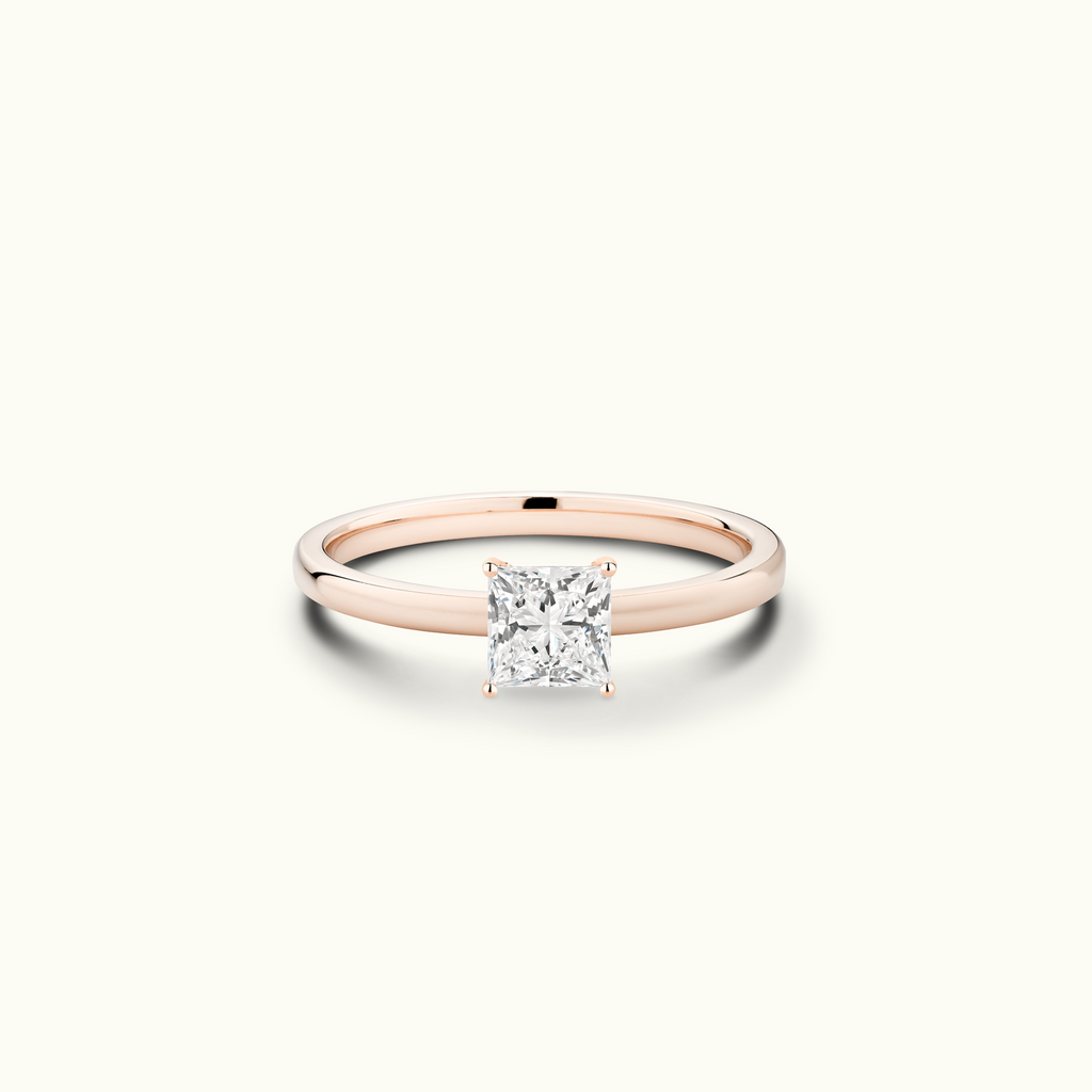 Jewellers District's Diamond Engagement Ring with Signature Knot-Basket and Accent Diamonds in 14k Rose Gold, Princess