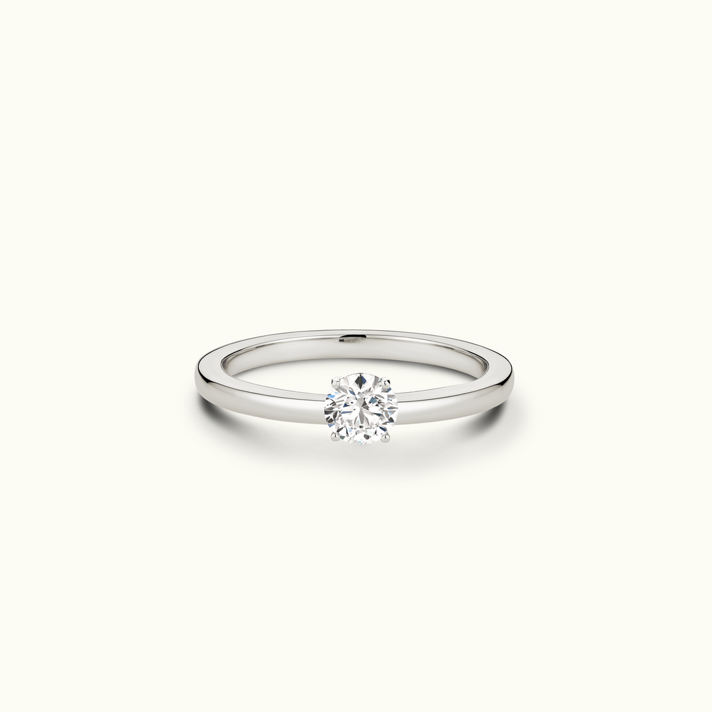 Jewellers District's Diamond Engagement Ring with Signature Knot-Basket and Diamond Prongs in 14k White Gold, Round