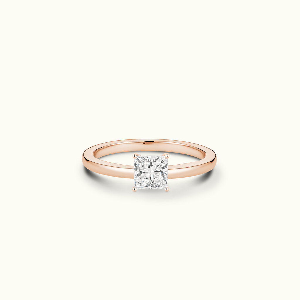 Jewellers District's Diamond Engagement Ring with Signature Knot-Basket and Diamond Prongs in 14k Rose Gold, Princess