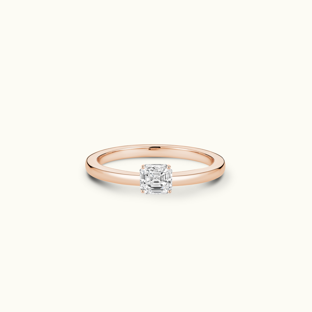 Jewellers District's Diamond Engagement Ring with Signature Knot-Basket and Diamond Prongs in 14k Rose Gold, Asscher