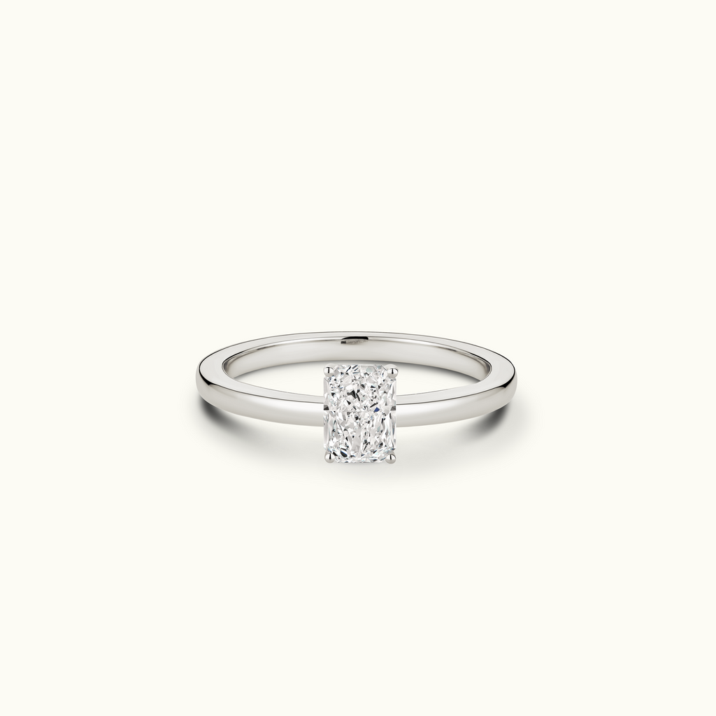 Jewellers District's Diamond Engagement Ring with Signature Knot-Basket and Diamond Prongs in 14k White Gold, Radiant