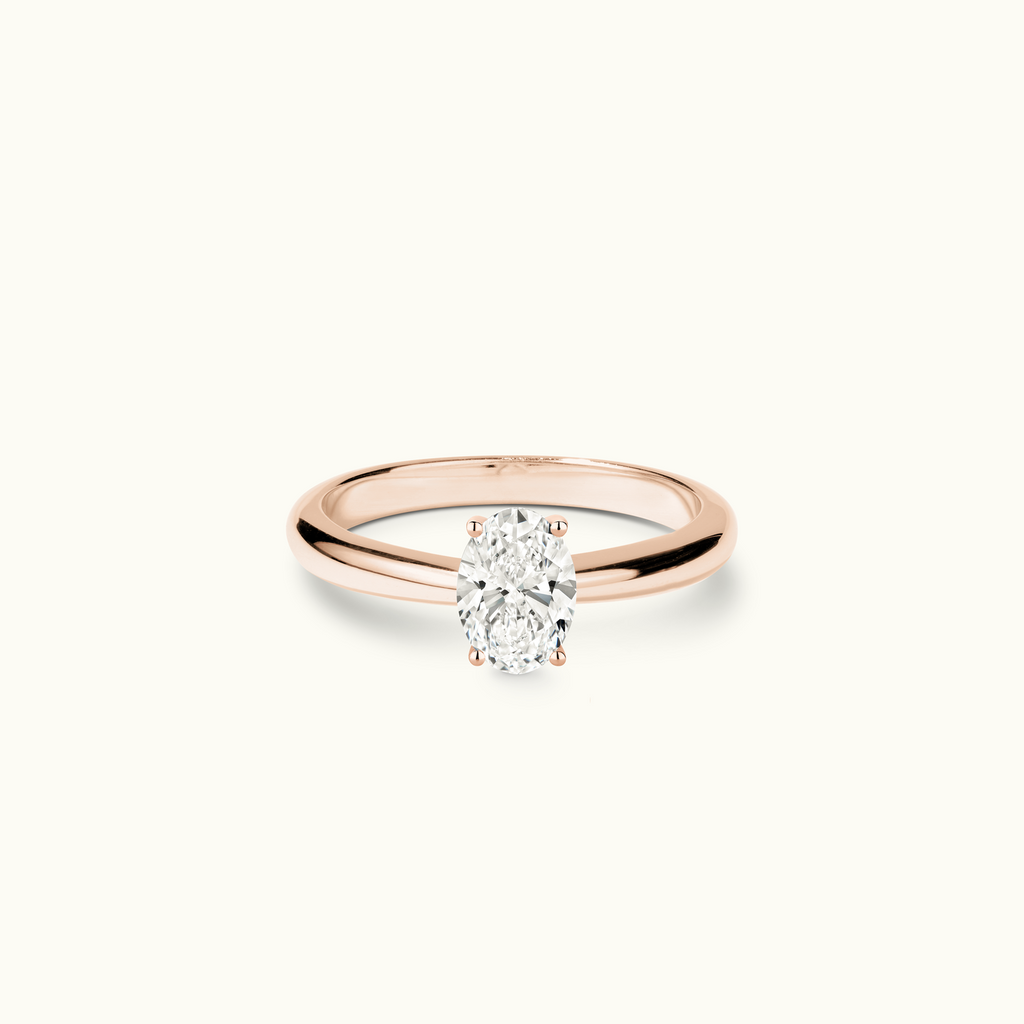 Jewellers District's Diamond Engagement Ring with Tapered Band in 14k Rose Gold, Oval