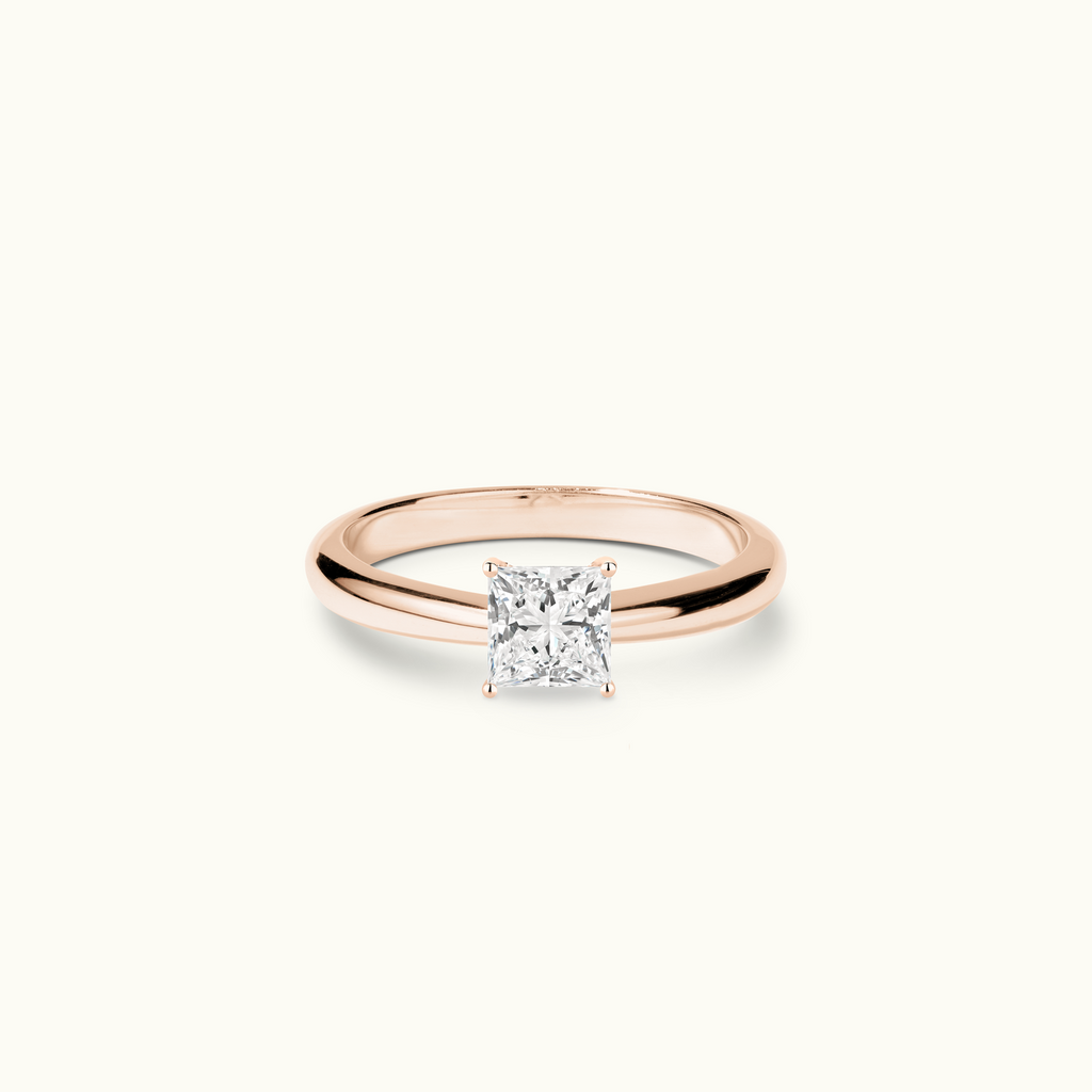 Jewellers District's Diamond Engagement Ring with Tapered Band in 14k Rose Gold, Princess