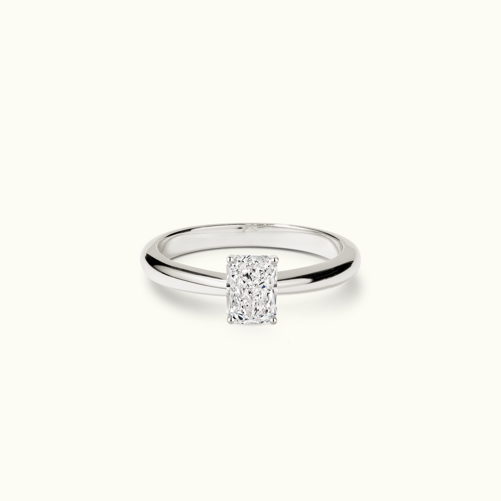 Jewellers District's Diamond Engagement Ring with Tapered Band in 14k White Gold, Radiant