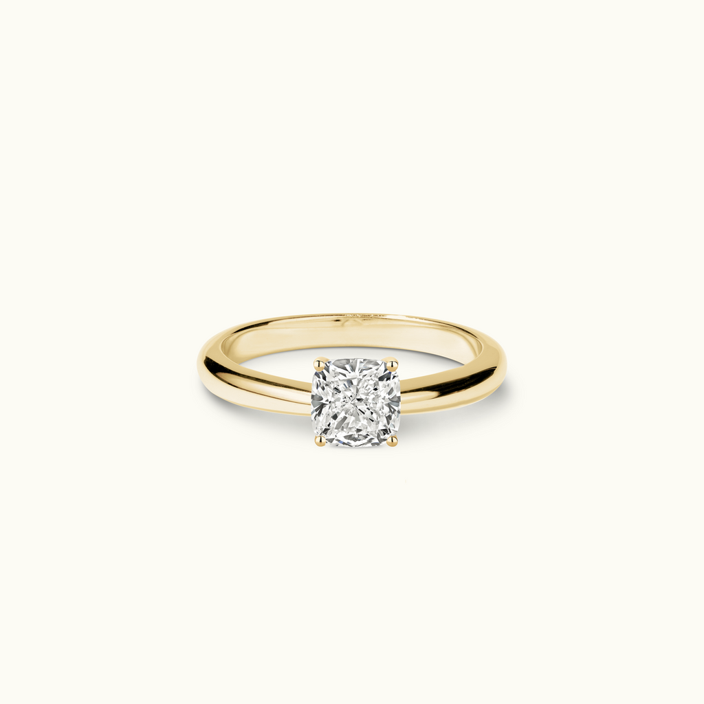 Jewellers District's Diamond Engagement Ring with Tapered Band in 14k Yellow Gold, Cushion