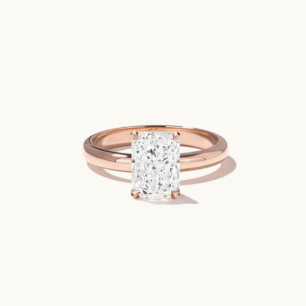 Jewellers District's Diamond Engagement Ring with Thick Band in 14k Rose Gold, Radiant