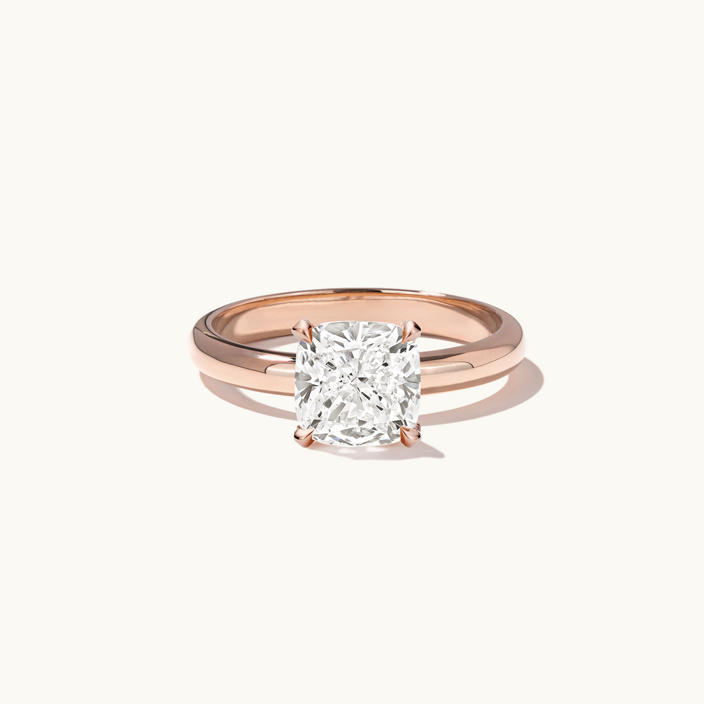 Jewellers District's Diamond Engagement Ring with Thick Band in 14k Rose Gold, Cushion