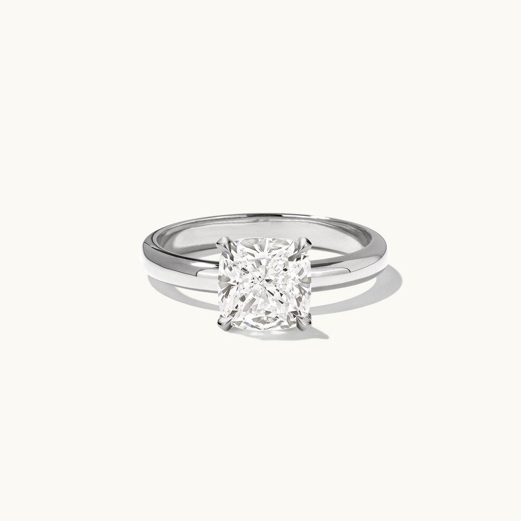 Jewellers District's Diamond Engagement Ring with Thick Band in 14k White Gold, Cushion