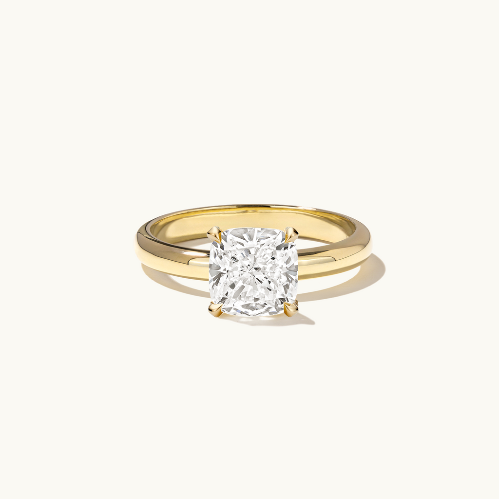 Jewellers District's Diamond Engagement Ring with Thick Band in 14k Yellow Gold, Cushion