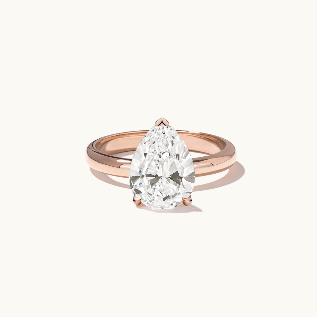 Jewellers District's Diamond Engagement Ring with Thick Band in 14k Rose Gold, Pear