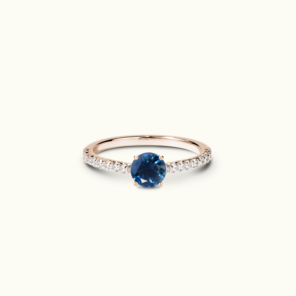 Jewellers District's Twist Cathedral-Setting Royal Sapphire Engagement Ring in 14k Rose Gold, Round