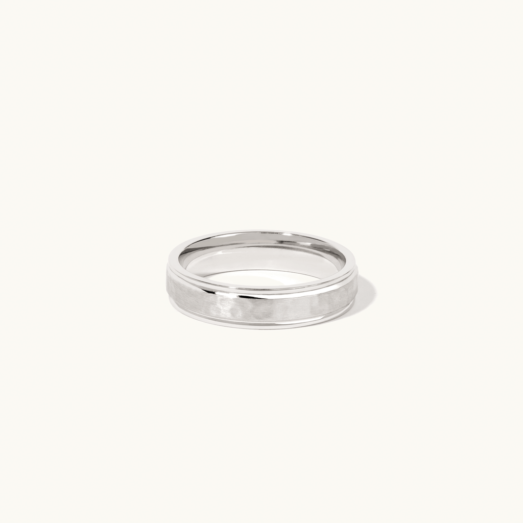 Jewellers District's Hammered Wedding Ring in 14k White Gold