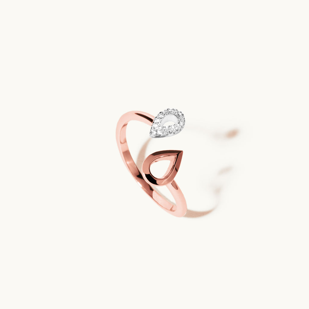 Jewellers District's Pear Drops Wrap Around Ring with Accent Diamonds in 14k Rose Gold #2