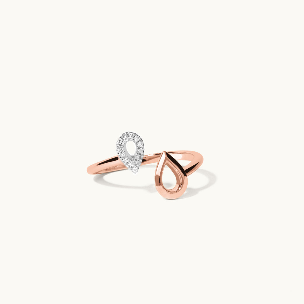 Jewellers District's Pear Drops Wrap Around Ring with Accent Diamonds in 14k Rose Gold