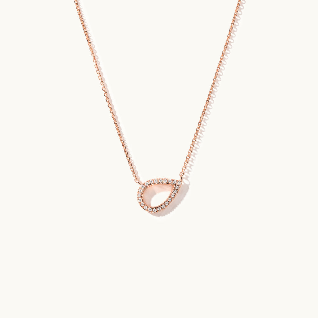 Jewellers District's Pear Diamond Pavé Pendant Necklace in 10k Rose Gold