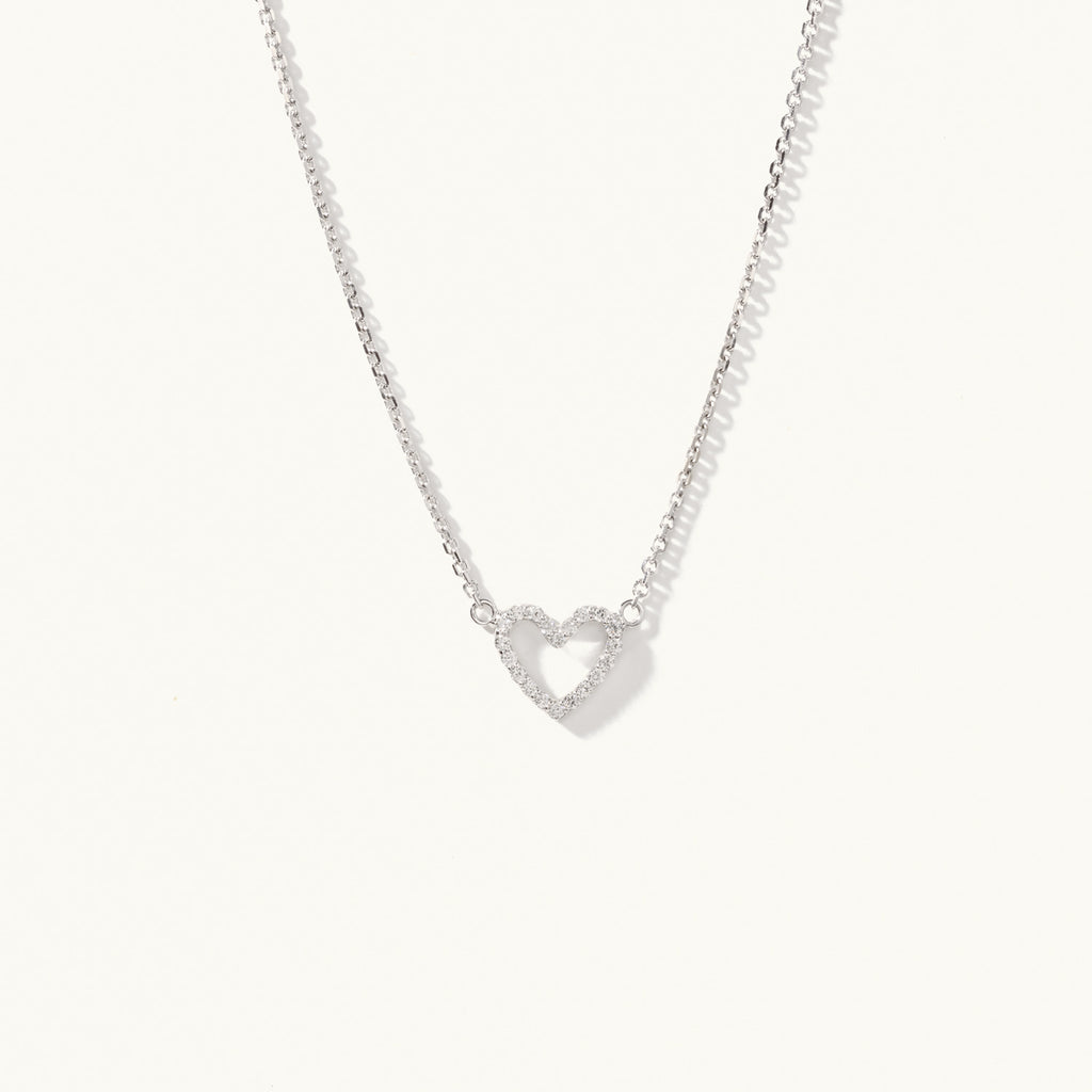 Jewellers District's Heart Diamond Pavé Pendant Necklace in 10k White Gold