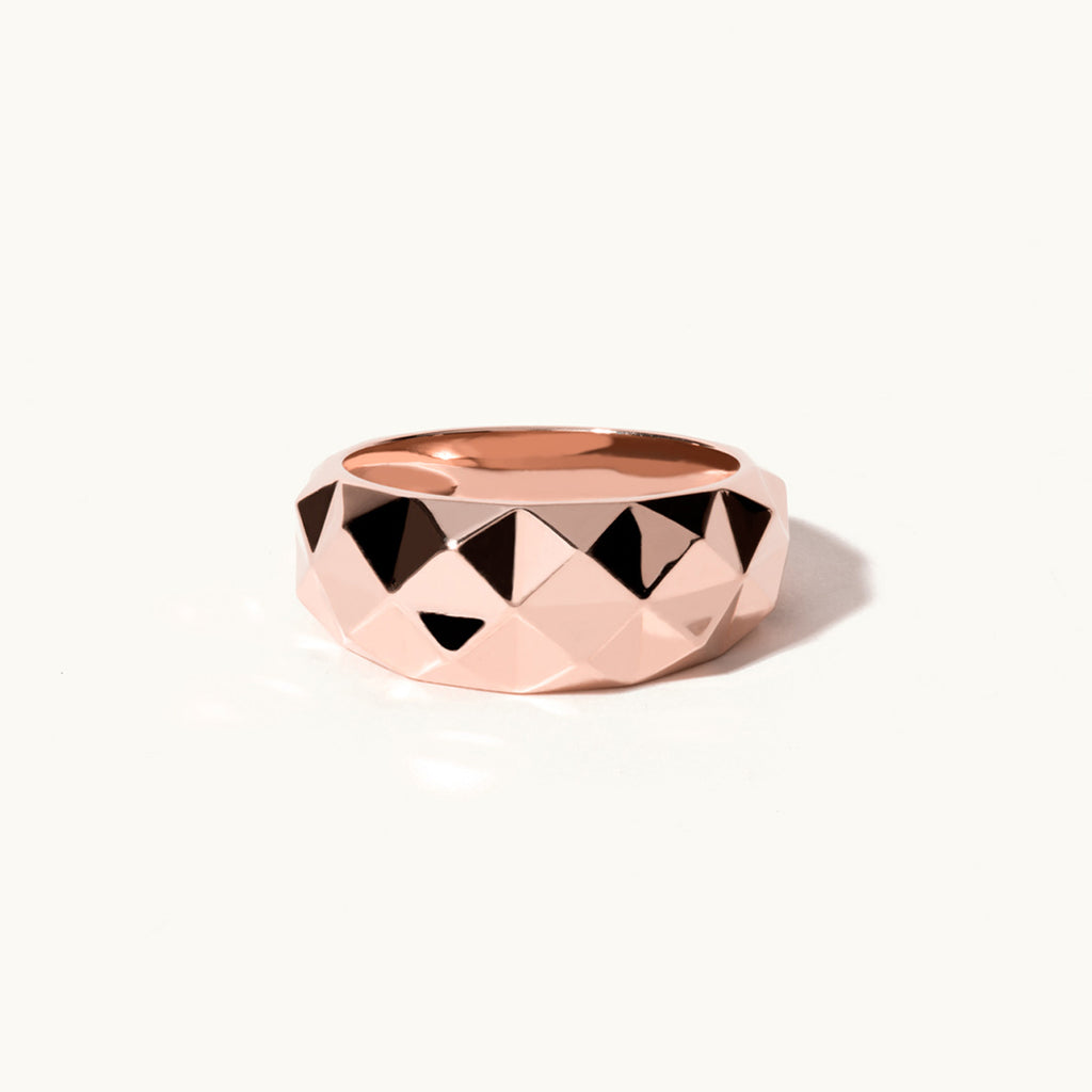 Jewellers District's Faceted Gold Bombe Ring in 14k Rose Gold