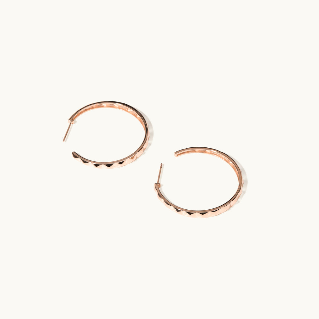 Jewellers District's Faceted Gold Hoop Earrings in 14k Rose Gold #2