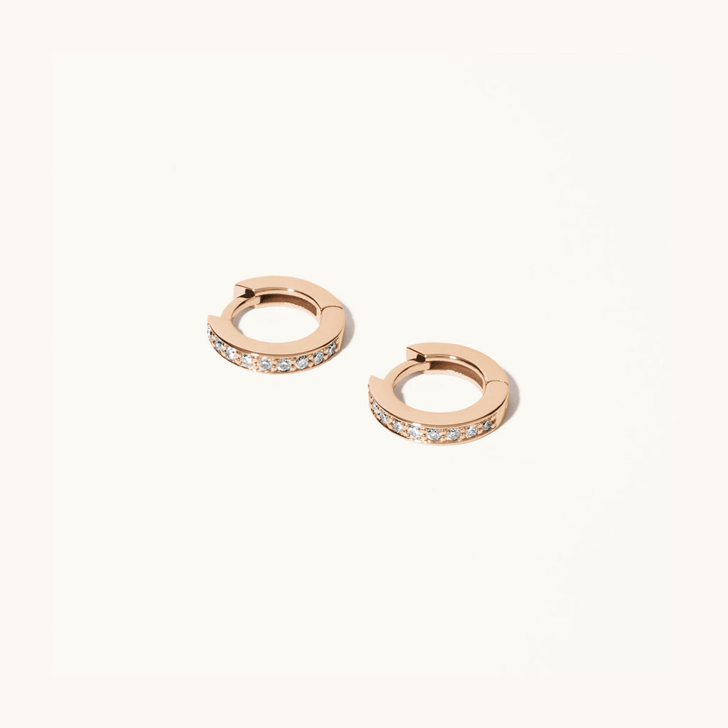 Jewellers District's Bright-Cut Diamond Hoop Earrings in 14k Rose Gold