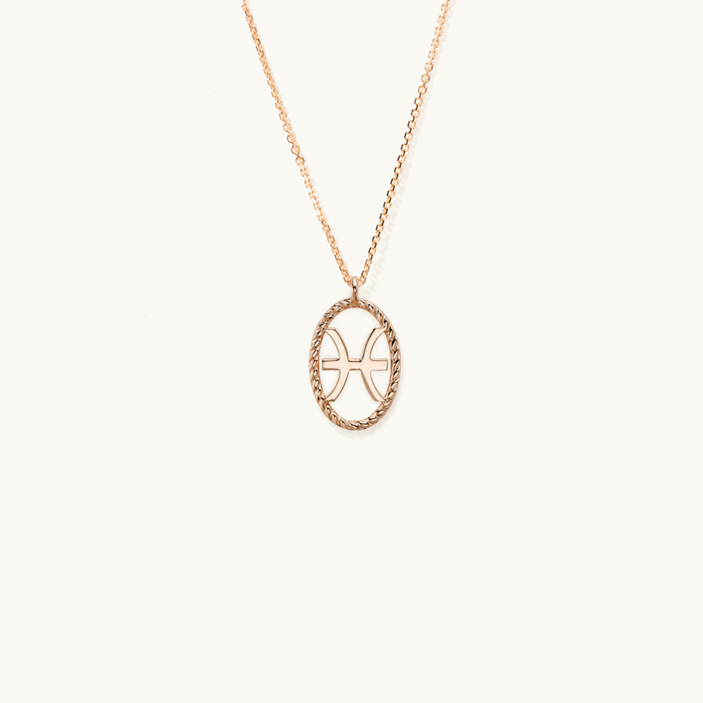 Jewellers District's Gold Zodiac Charm Necklace: Pisces in 14k Rose Gold