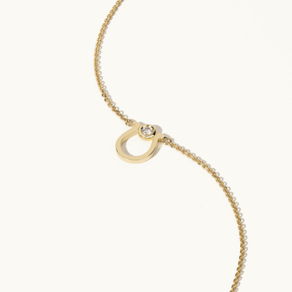 Jewellers District's Horseshoe Pendant Necklace with Accent Diamond in 14k Yellow Gold #2