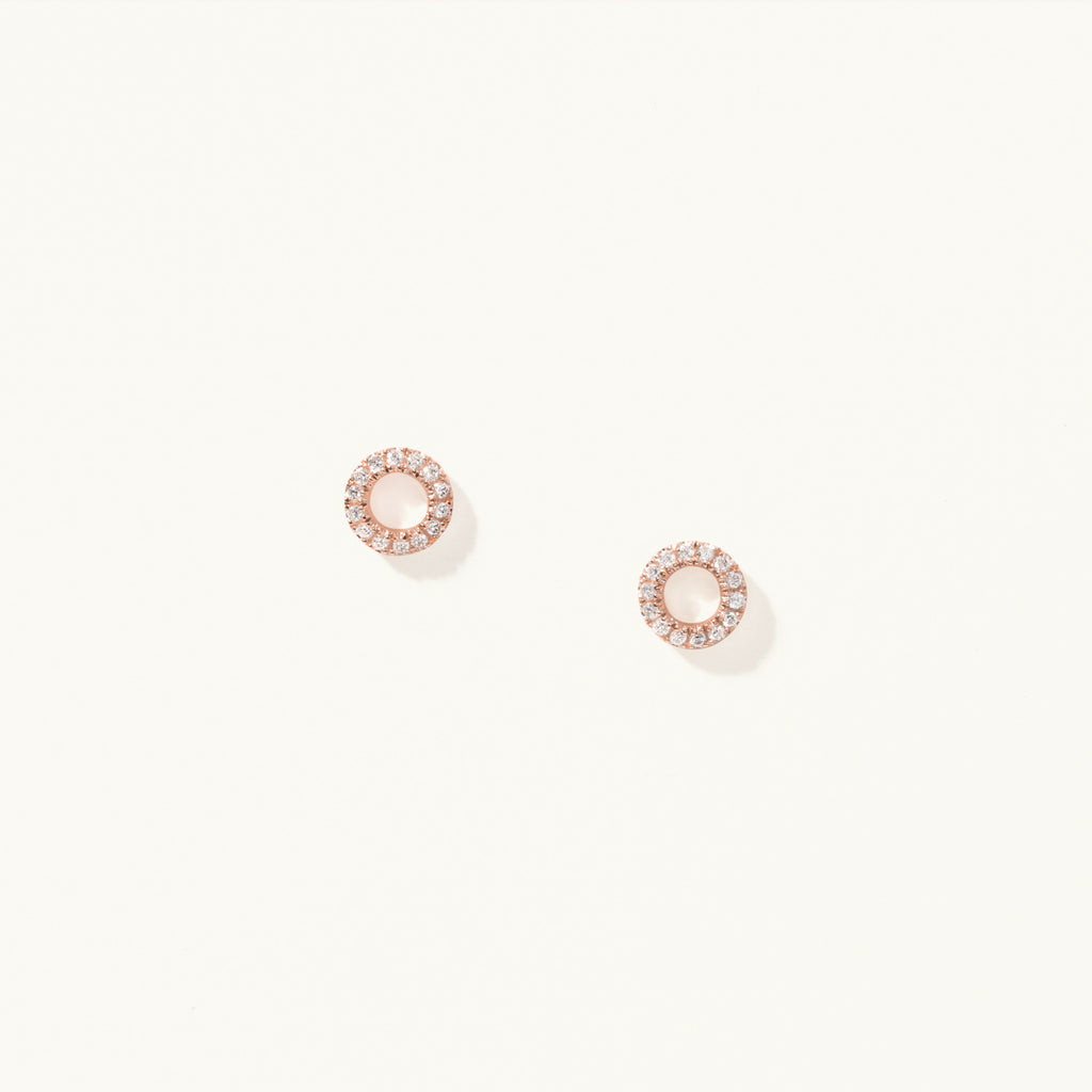 Jewellers District's Open-Circle Diamond Pavé Studs in 14k Rose Gold