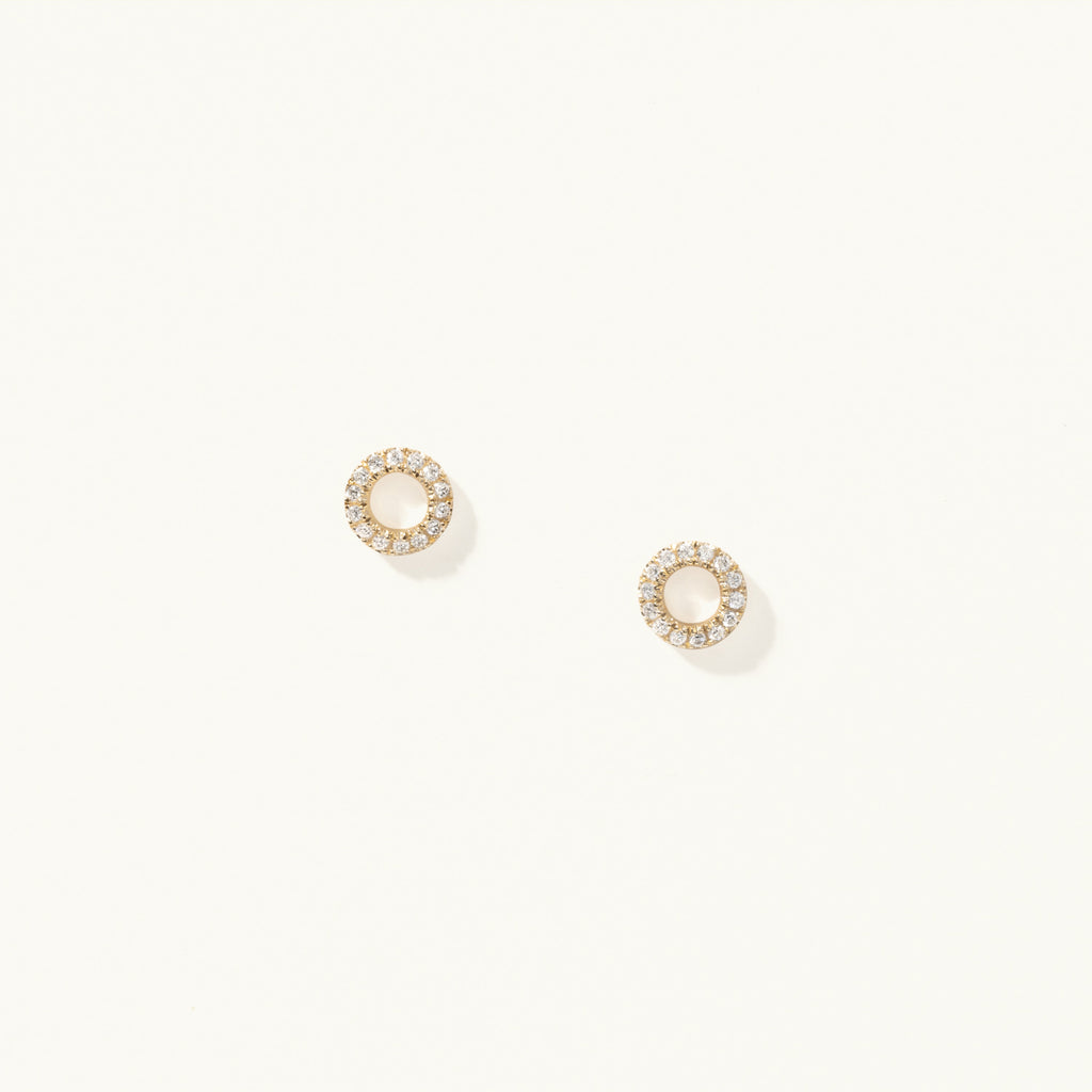 Jewellers District's Open-Circle Diamond Pavé Studs in 14k Yellow Gold