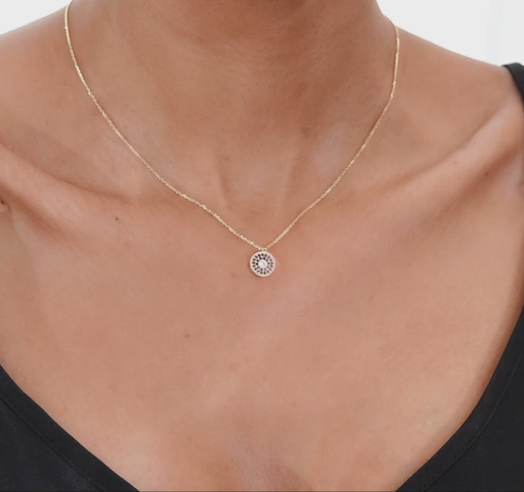 Video showcasing Jewellers District's Evil-Eye Pendant Necklace in 14k Rose Gold